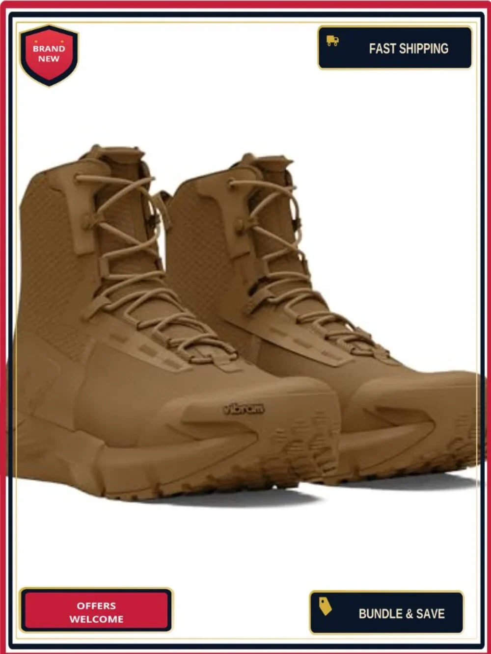 High Top Tactical Boots Men's Military Lace Up Breathable Vibram